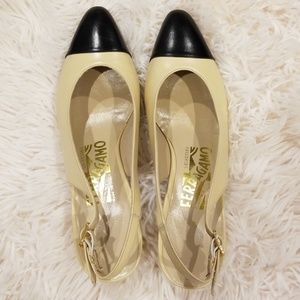 Vintage Ferragamo Slingback Heels (two toned)